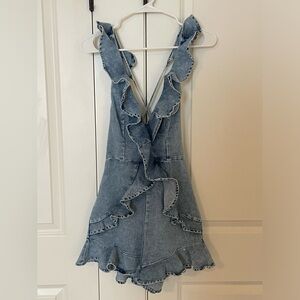 Sage & Paige “Need to Know Denim Playsuit Blue” Denim Ruffle Romper